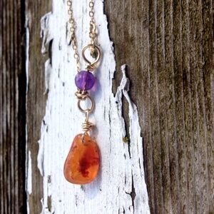 ✨Lake Superior Agate Healing Crystal Necklace: Red Ink Dissipating in Water✨